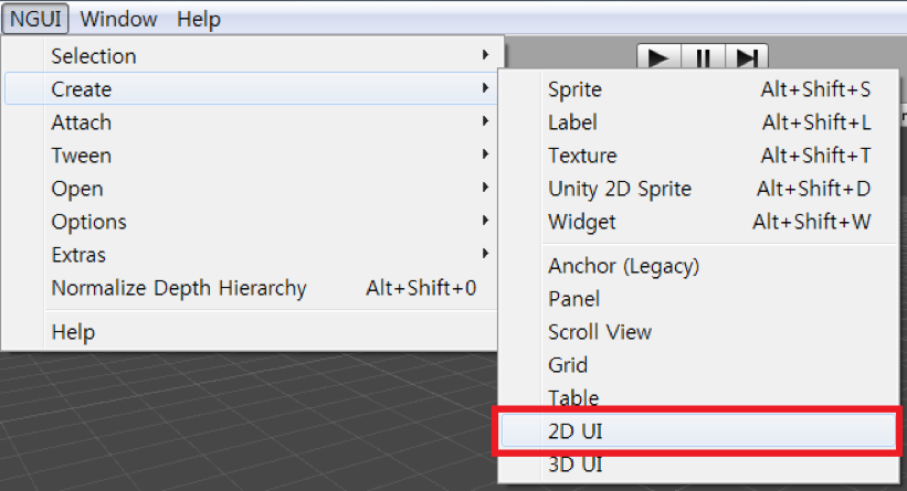 ngui ui creation menu
