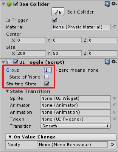 set parameters of toggle