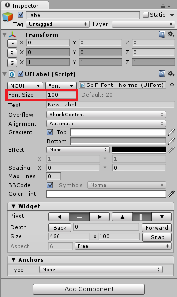set font size of uilabel widget