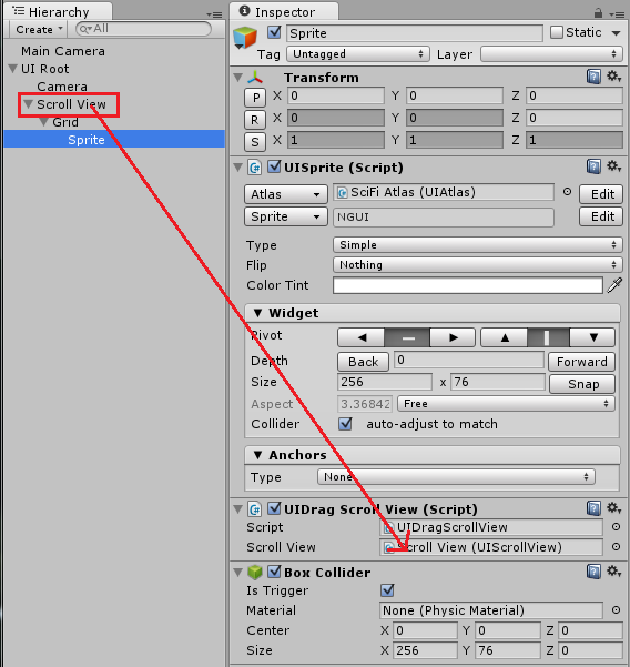 set scrollview parameter of drag scroll view
