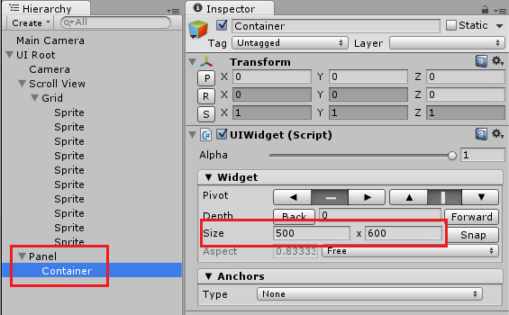 set size of invisible widget