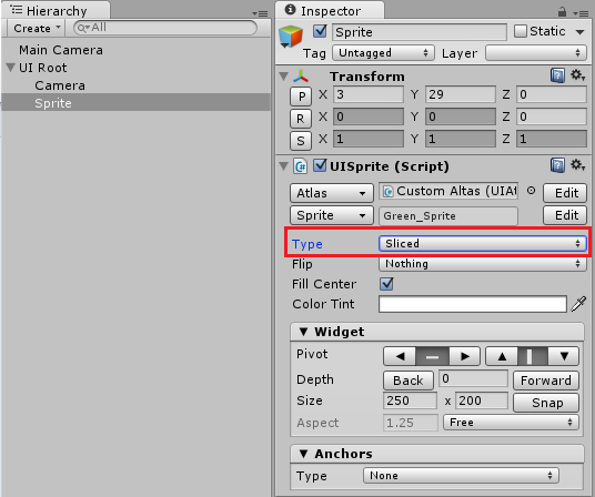 set sprite type to sliced