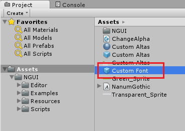 created font prefab