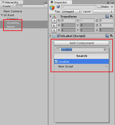 add localize component to label widget