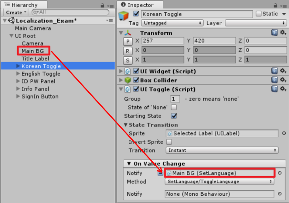 set notify parameter with drag