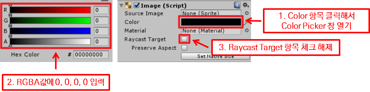 set parameters of image component of fade out gameobject