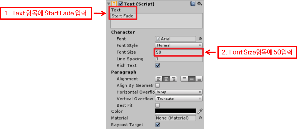  set parameters of text component